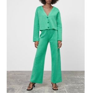 Co-ord Set Zara Green Soft Wide leg and Jacket Lounge Set